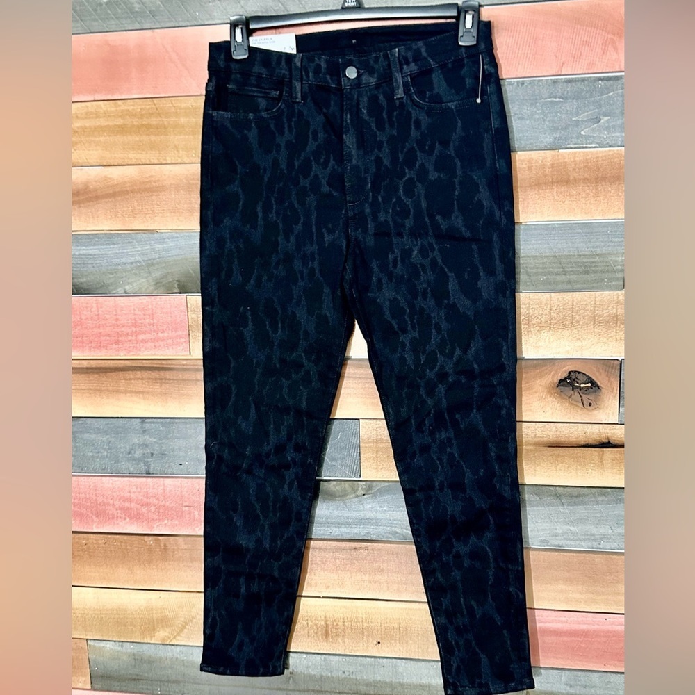 Joe's Jeans' "The Charlie" high-rise ankle jeans, black panther-print pattern